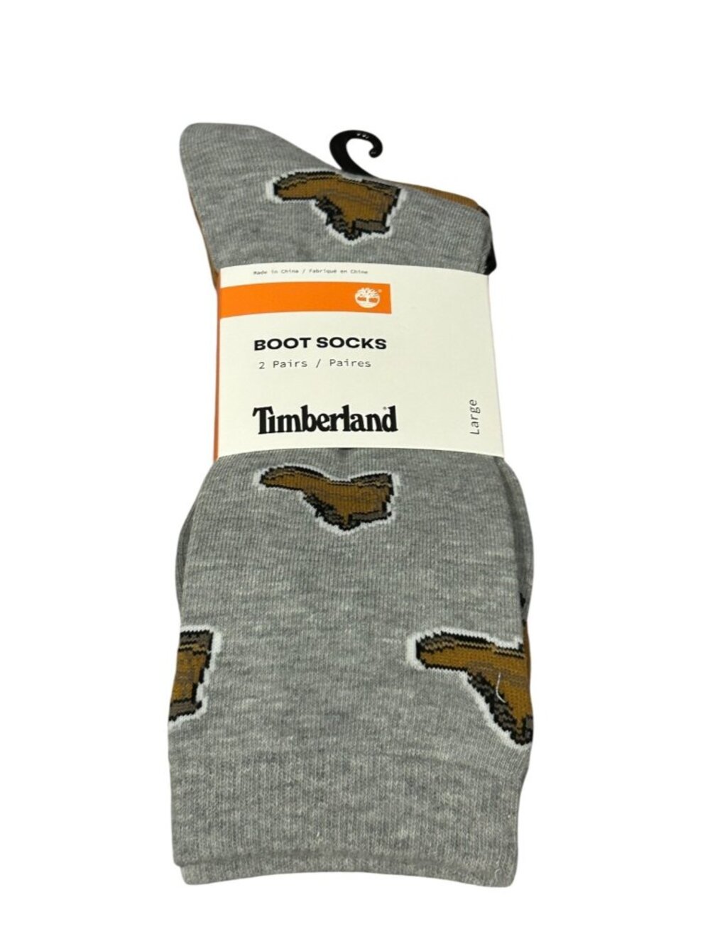 Timberland Men's Large 9-12 Crew Socks with Work Boot Print Set of 2